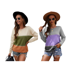 Women's Colorblock Long Sleeve Knit Sweater product